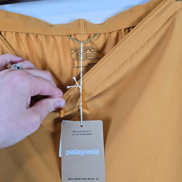 Patagonia Mens Multi Trails Shorts Size S 8" Inseam Golden Caramel Lined Running - Picture 3 of 4